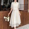 New Chinese Style Frog Button Retro Sweet Cardigan Camisole Dress Set - Plus Size Summer Elegant Dress