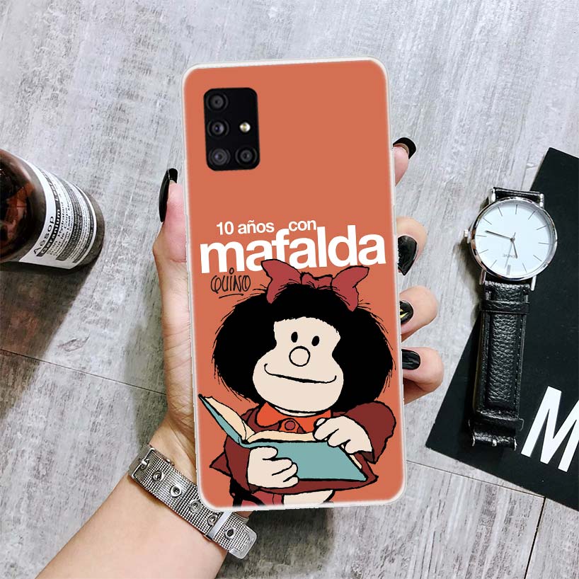 Mafalda Cartoon Phone Case For Samsung Galaxy A14 A15 A13 A12 A54 A55 A53 A52 A04S A24 A25 A23 A22 A34 A35 A33 A32 A03S A02S Cas