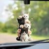 Cat Animal Pendant Hanging Ornament with Lanyard Easy To Hang Realistic Looking Adorable Animal Rearview Mirror Ornament
