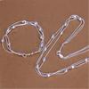 Snake Chain Bead Bracelet Necklace Set 925 Sterling Silver Fashion Jewelry