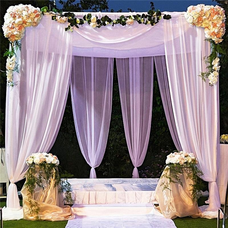 Tulle Curtain White Background Roller Curtain Wedding Party Arch Drape Hotel Banquet Outdoor Activities Decorative Valance Drape