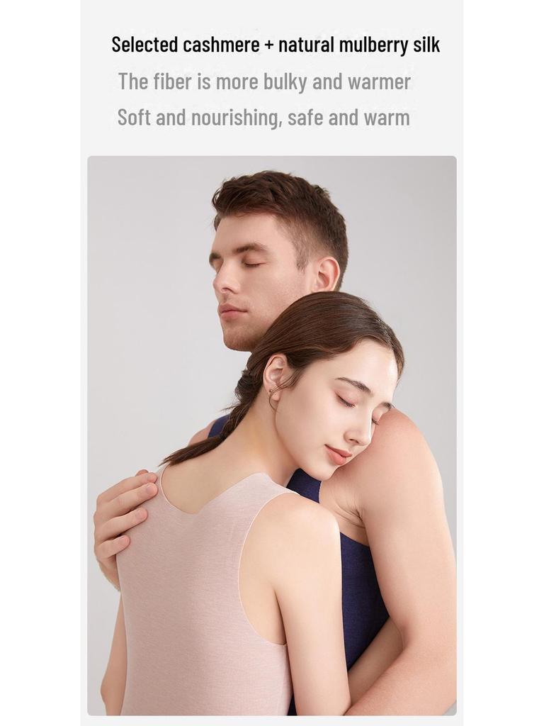 Термобелье унисекс из немецкой шерсти: Бесшовный утепленный жилет из шелка и кашемира, плюс бархат, плотный и теплый для осени и зимы.
