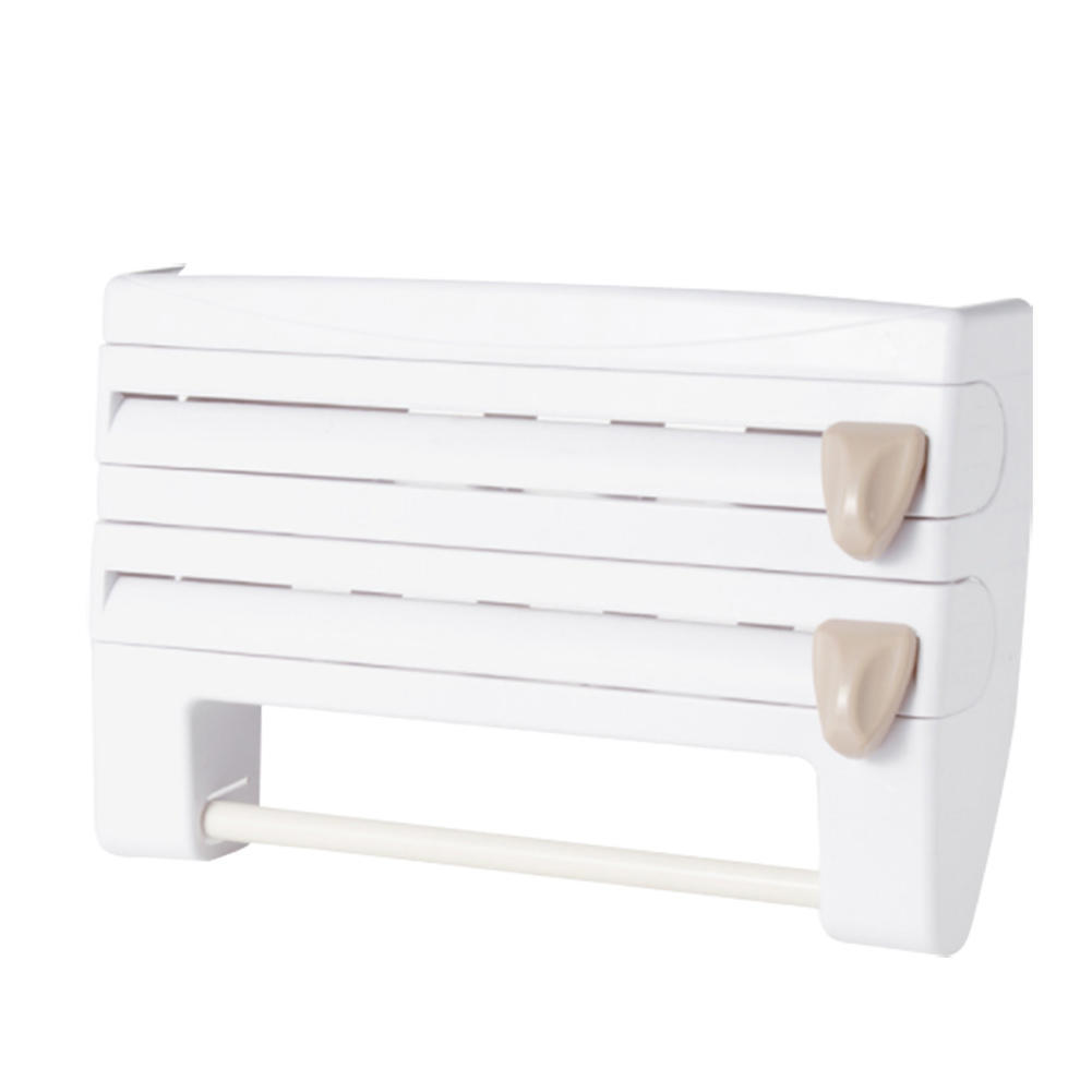 Держатель для кухонной пленки с резаком для рулонной бумаги Стеллаж для хранения бутылок соуса Организатор