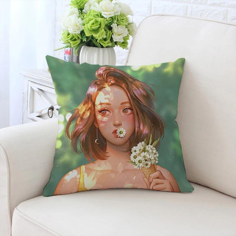 Роскошный домашний декор, наволочка для автомобиля, гостиной, дивана, чехол для подушки с рисунком подсолнуха и девушки
