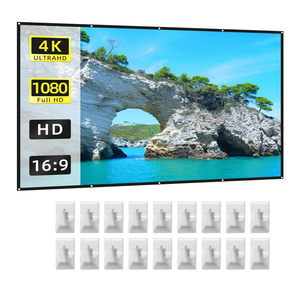 150 Inch Projector Screen 16:9 HD 4K Foldable Portable Double Sided Projection Anti-Crease Movie