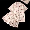 2 Piece Women Set Summer Short Sleeve Tops and Shorts Pajamas Woman Silk Fashion Sleepwear Flowers Printed Sexy Satin Pajama Set