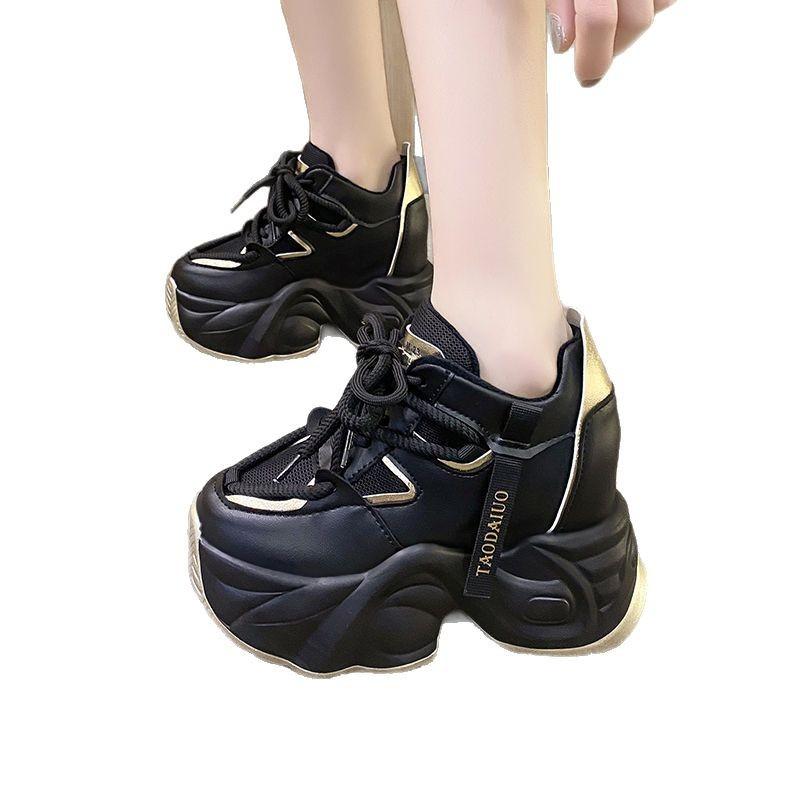 Новые женские туфли на платформе с увеличением внутренней высоты, кроссовки папины, женские универсальные повседневные спортивные туфли