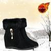 Winter Women's Wedge Ankle Boots Lncrease Height Women Pumps Metal Rhinestone Platform Shoes Plush Women Boots Comfortable Botas