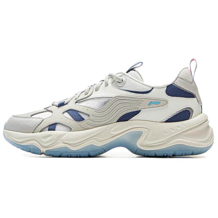 Li Ning нескользящие, износостойкие, дышащие низкие повседневные кроссовки унисекс Бело-синие AGCV307-2