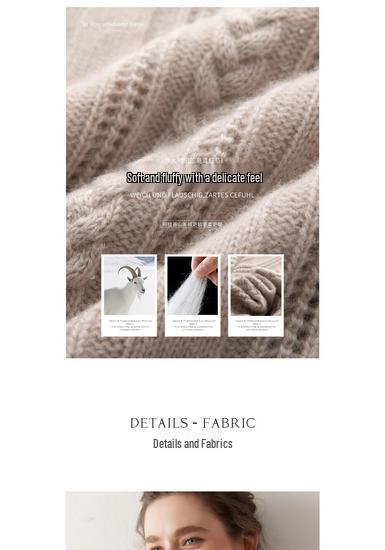 Chic Sequin Stand Collar Cashmere Sweater - Women's Soft Fluffy Knitwear for Autumn/Winter