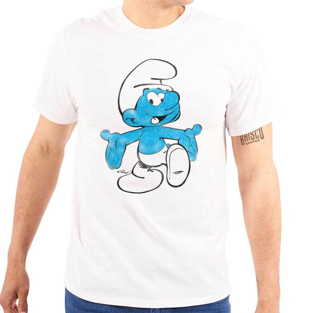 Retro Vintage Distressed The Smurfs Cartoon Womens or Mens Crewneck 100% Cotton T-shirt Mens Tees Top Tee