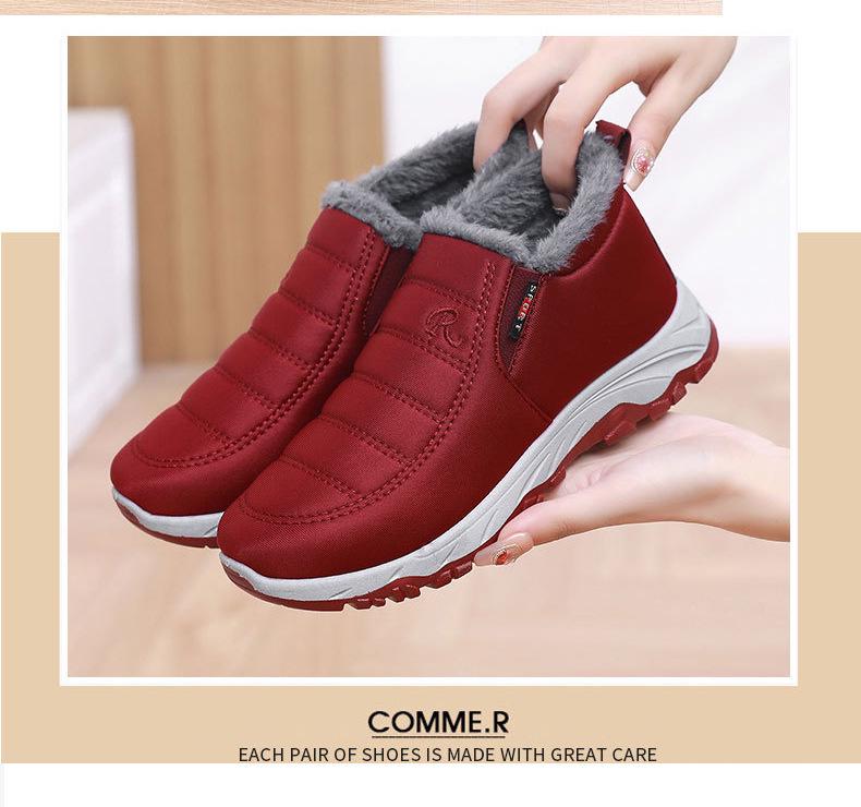 2025 Winter Plus Size Unisex Snow Boots: Slip-on, Fleece Lined, Soft Sole, Thickened Low-Top for Outdoor Use