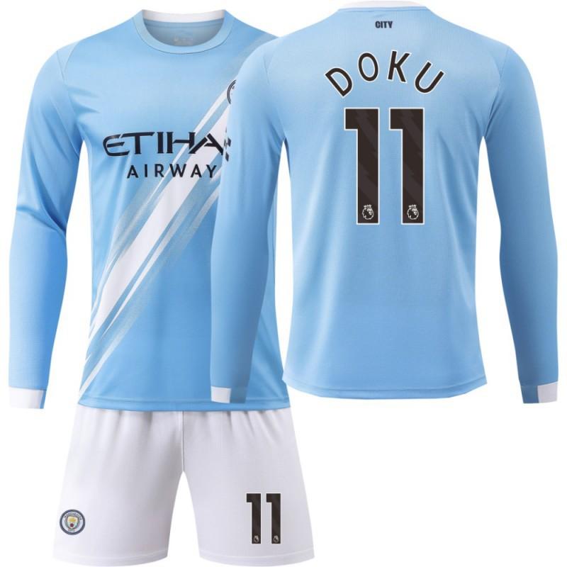 2324 Manchester City's Home Long-sleeved No. 9 Harland 17 De Braunet 10 Gralish Football Uniform Correct Jersey