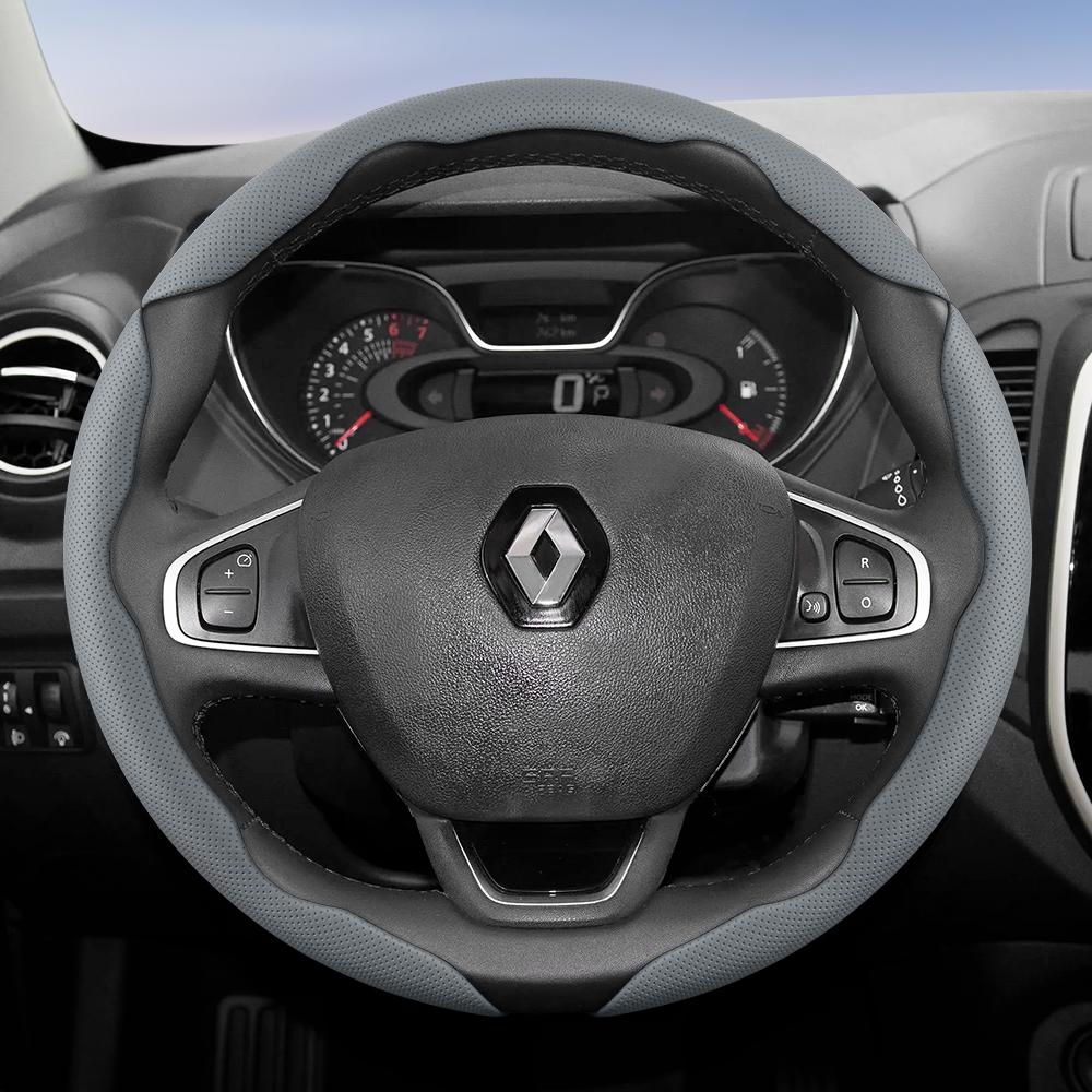 BHA1 Suitable for Renault Breathable Hole Leather Steering Wheel Cover Segmented Quick Release Design Non-Slip and Durable Megane 3 2 4 Clio4 5
