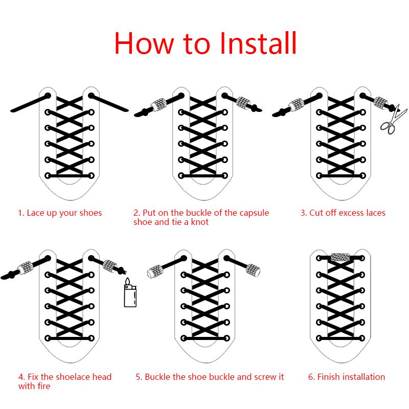 1 Pair Aluminum Capsules Lock Shoelaces Sneakers Buckle Metal No Tie Shoe Laces Colorful Lock Buckle Kits Shoelace Accessories