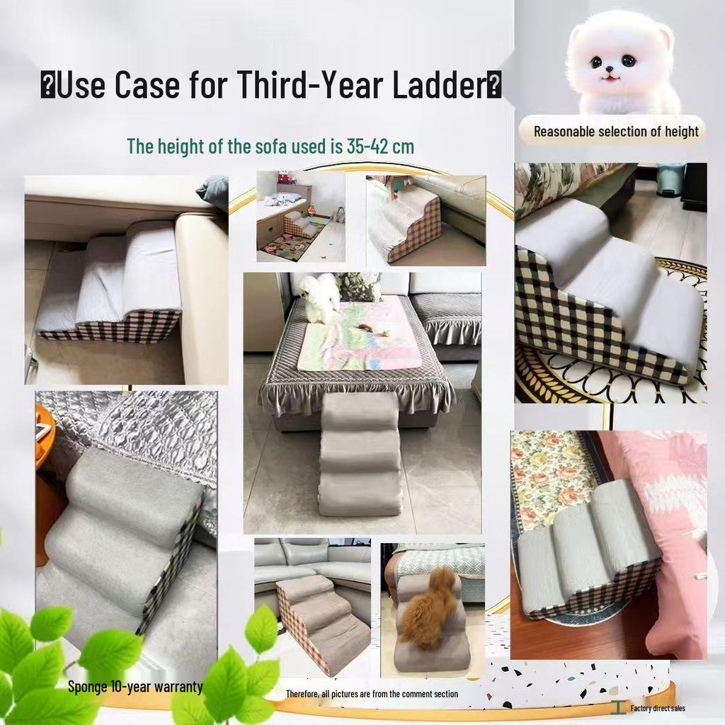 Pet Bedside Stairs for Small Dogs and Cats - Removable & Washable Steps
