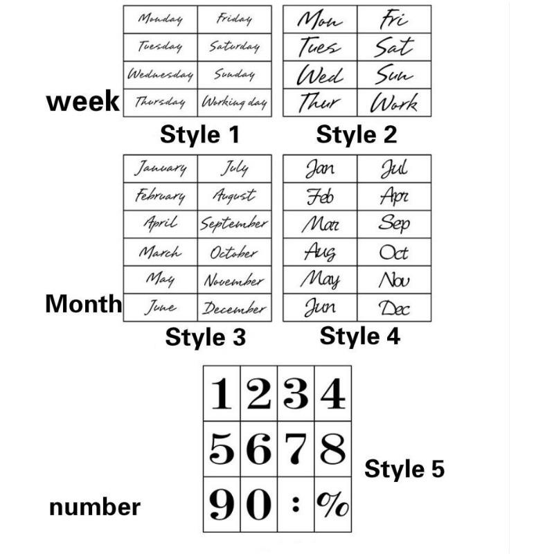 DIY Week Month Wooden Log Rubber Stamp Set