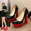 35-43 Big Size Women's High Heels Shoes Sexy Red Sole Thick 16cm High Heels Waterproof Platform Walking Club Single Shoes