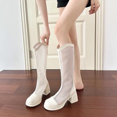 Сапоги женские темпераментные сетчатые длинные голенища крутые сапоги женские весенне-летние новые полые удобные дышащие модные сапоги