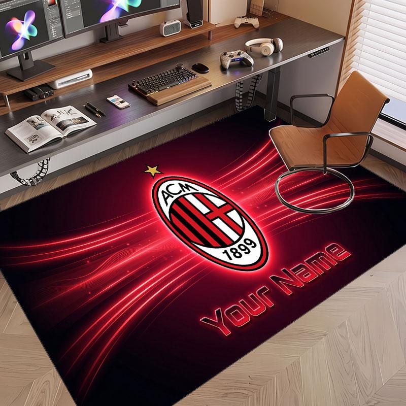 Custom Rug AC Milan Pattern Print Name Text Soft Non‑Slip Floor Carpet for Home Indoor Decoration