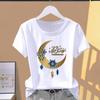(Asian Size) Graphic Tee Ramadan Festival Trend Cute Casual T Clothing Print Female Casual Women's Top Fashion Short Sleeve T-shirt