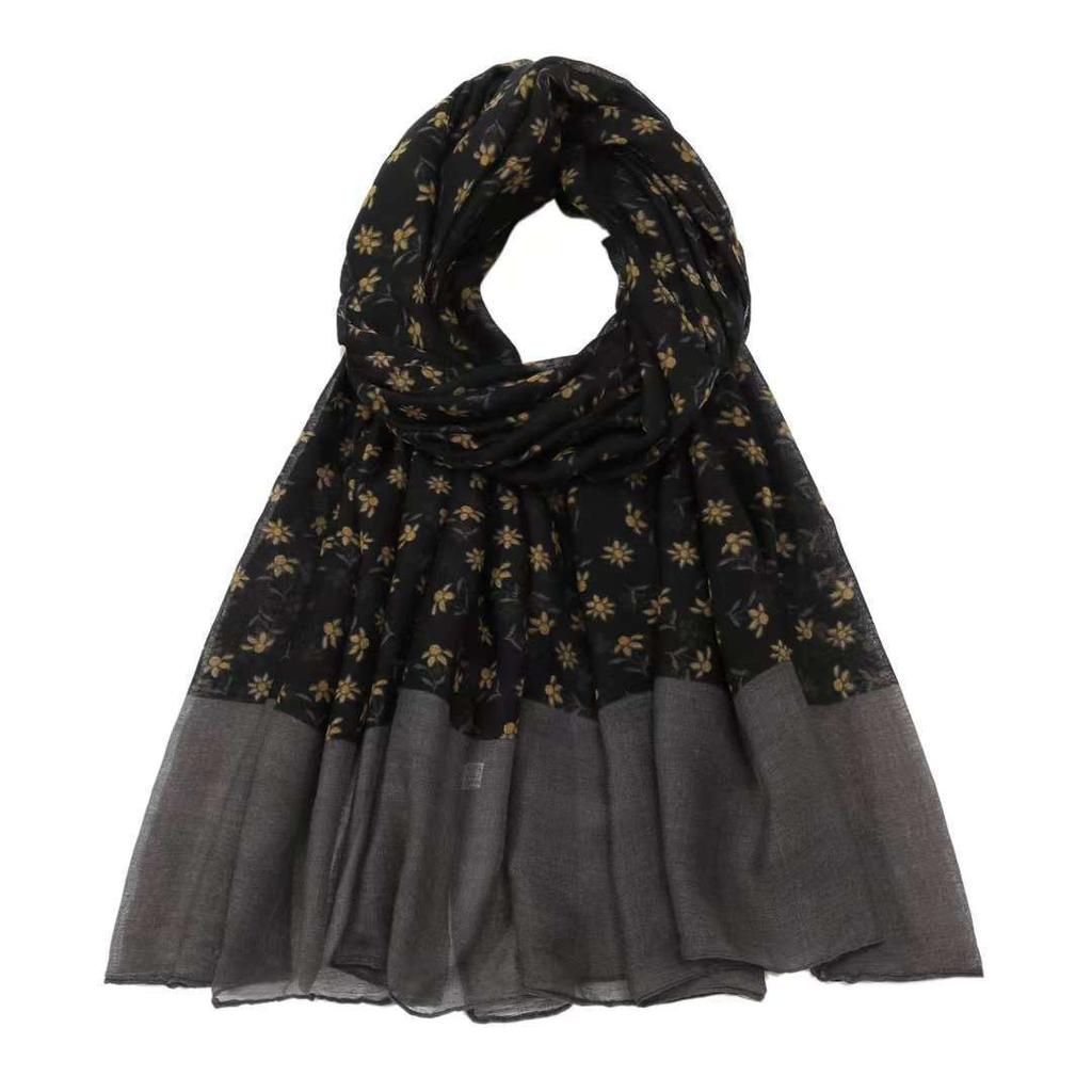 Silk Scarf Long Strip High-End Feel Women's New High-End Feel Versatile Retro Elegant Stylish Ethnic Style Floral Patchwork Scarf
