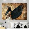 1 Egyptian angel retro style background - with hieroglyphic background and black wing design made of polyester