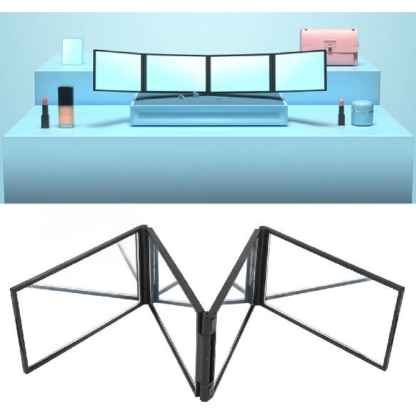 4 Way Mirror, 360 Degree Handheld for Self Hair Cutting - Portable Foldable Makeup Mirror to See Back of Head, Great Gifts for Men & Women