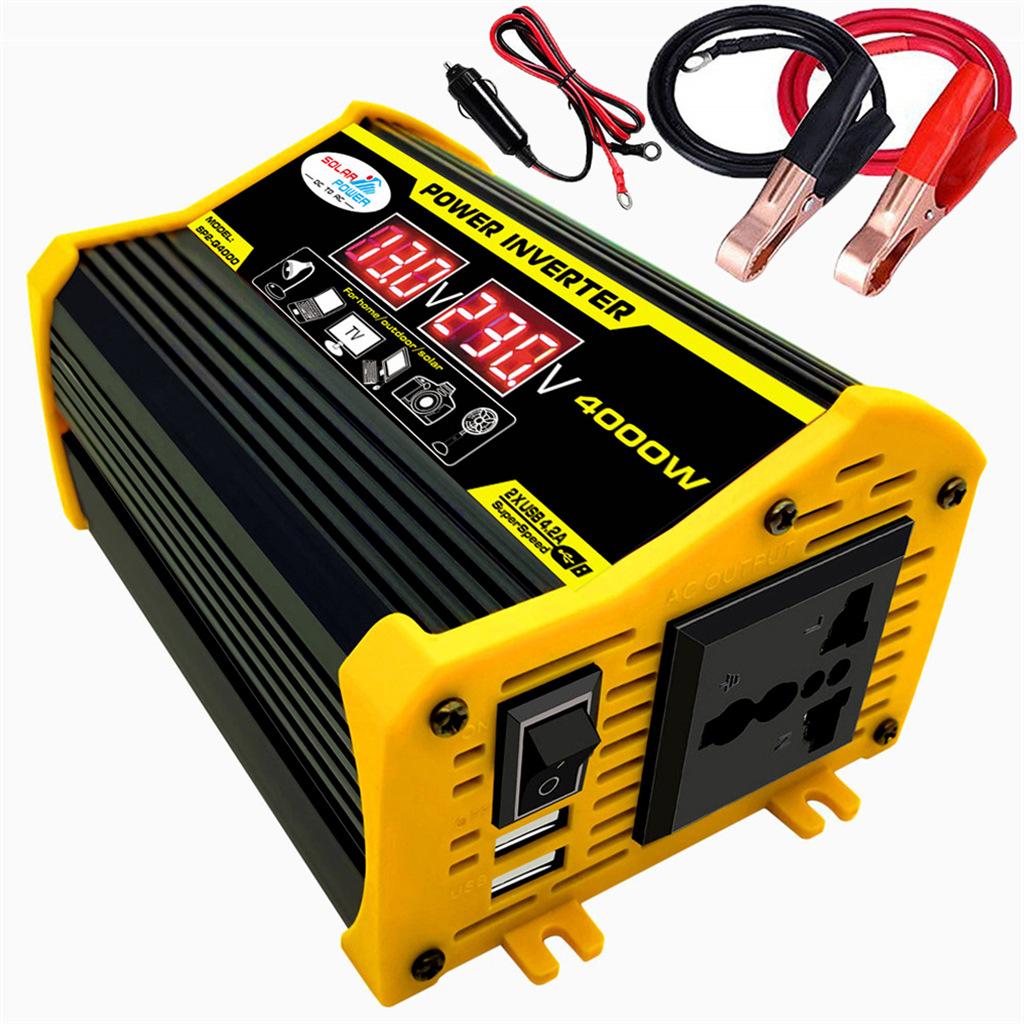 4000W Peak Car Inverter 12V 220V Solar Power Inverter LCD Display DC 12/24V To AC 110/220V Modified Sine Wave Converter Inverter