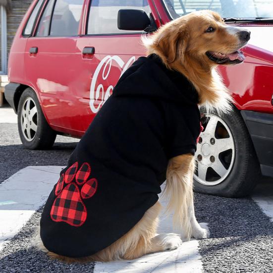 Dog Hoodies Plaid Love Heart Pattern Warm Fashion Pullover Pet Sweatshirt Winter Two-legged Clothes for Small Medium Large Dogs
