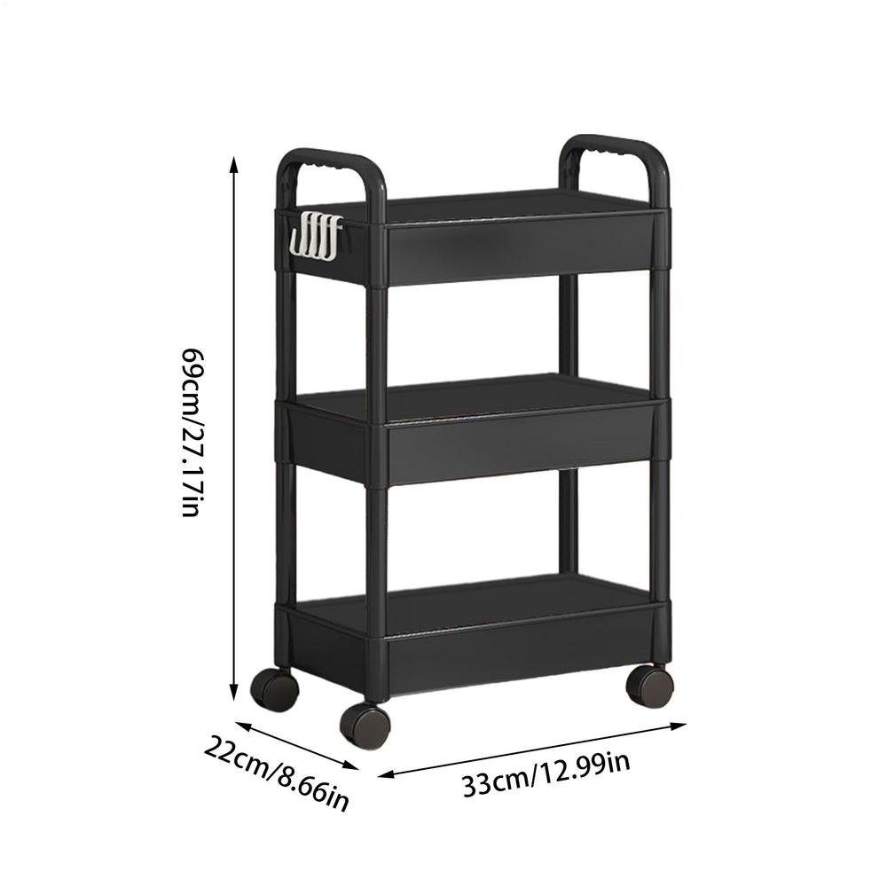 Household Multi-layer Small Cart Storage Rack Floor To Floor Kitchen Bedroom Bathroom Storage Rack With Wheels Rolling Cart