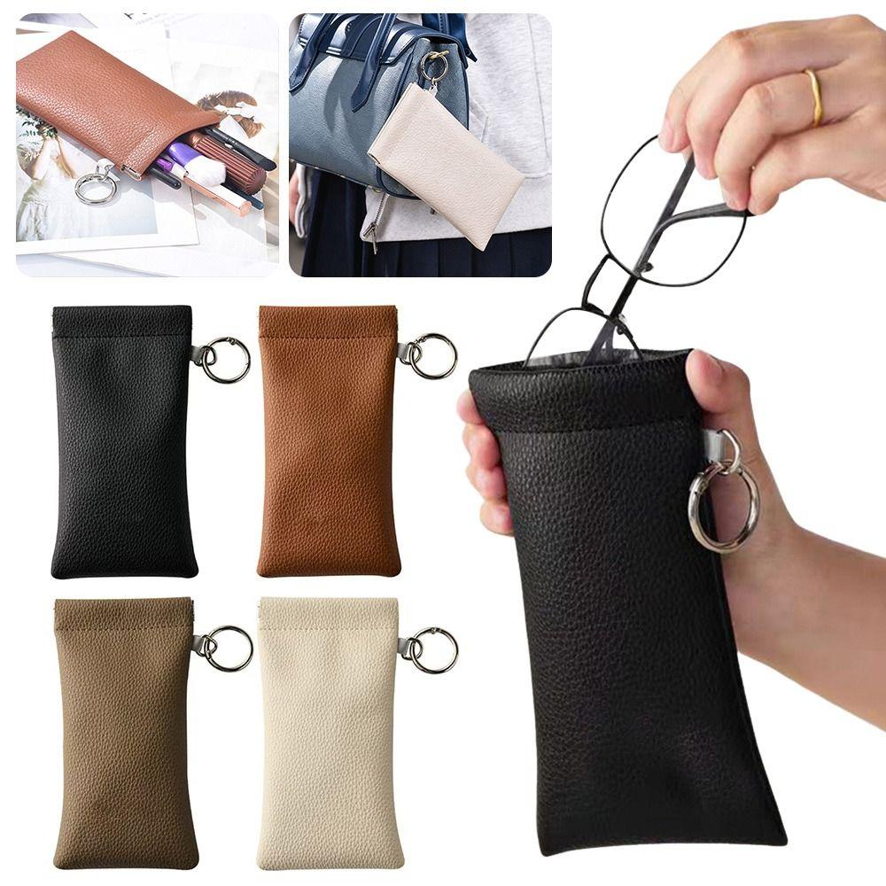 PU Leather Glasses Protective Case Dustproof Eyewear Pouch Portable Glasses Storage Bag Travel Use