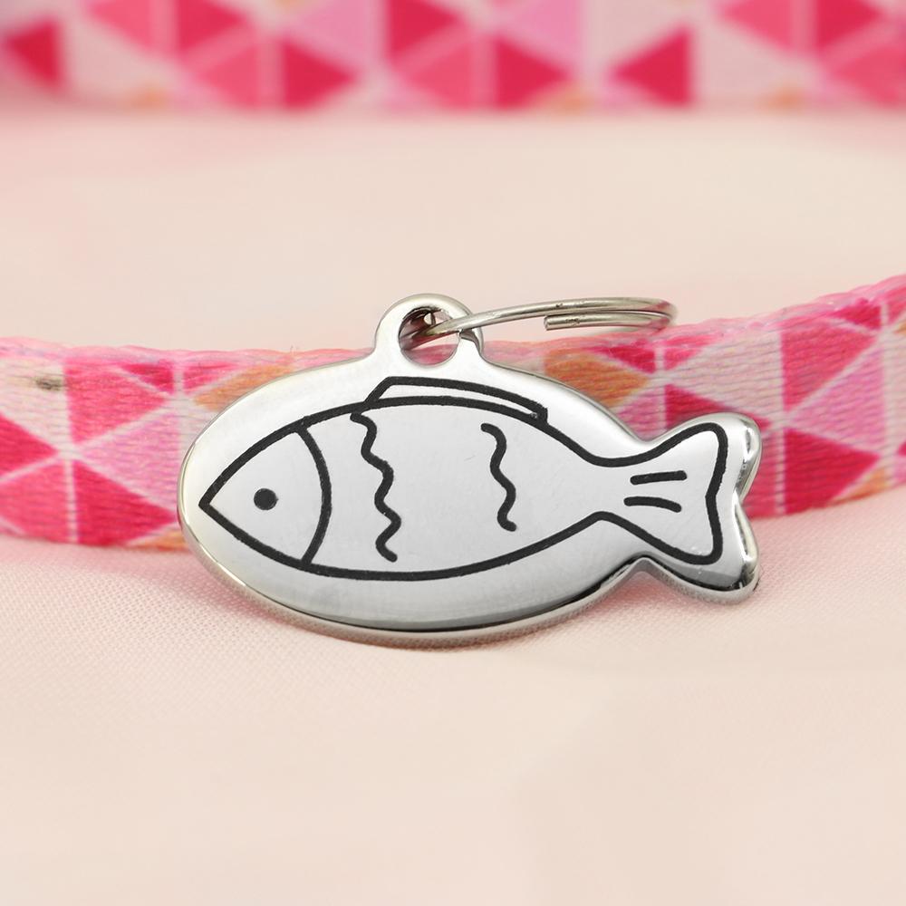Personalized Cat Id Tag Custom Cats Kitten ID Tags Engraved Cat Collar Pendant Necklace Pet Accessories Cat Face Fish Shape