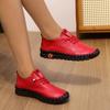 35-45,Soft-soled Shoes Women's Large Size Hand-stitched Lace-up Outside Casual Shoes, Ladies Imitation Leather Shoes