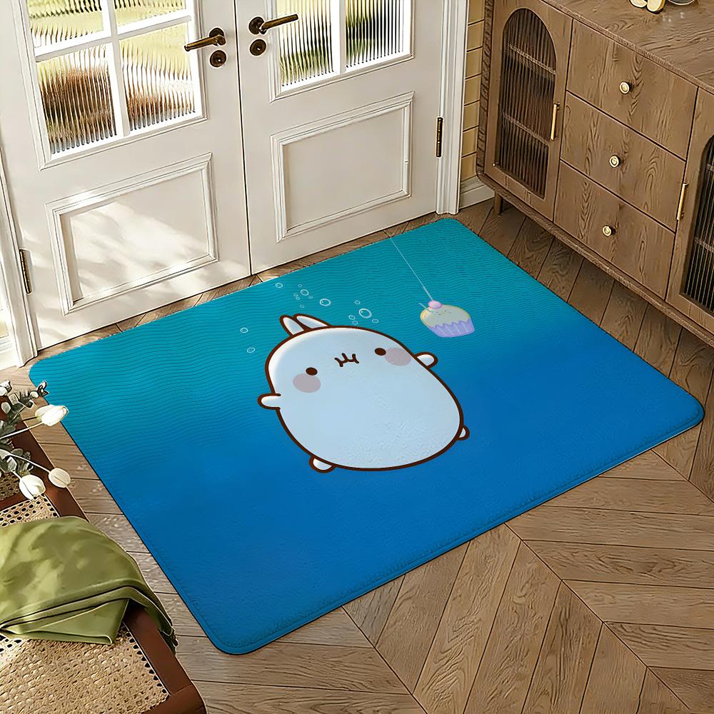 Kawaii Cartoon M-Molang Floor Mat Soft Thickened Absorbent Non-Slip Bedroom Living Room Door Mat Home Decor Flannel Rugs