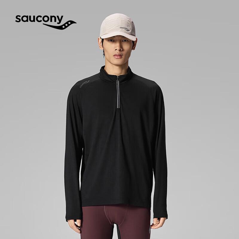 SAUCONY Мужской топ с полумолнией и длинным рукавом из смесовой шерсти