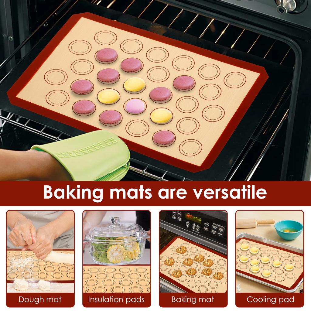 4Pcs Macaron Silicone Baking Non Stick Mat Cookie Pad Rolling Dough Mat Baking Gadget for Oven Sheet Cake Bakeware Kitchen Tools