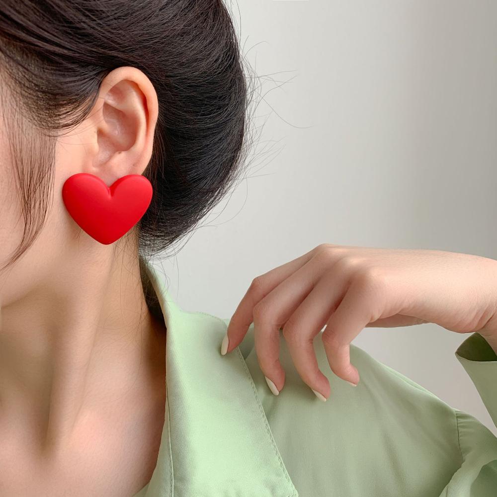 Fashion Creative Trendy Temperament Acrylic Vintage Heart Stud Earring 925 Sterling Silver