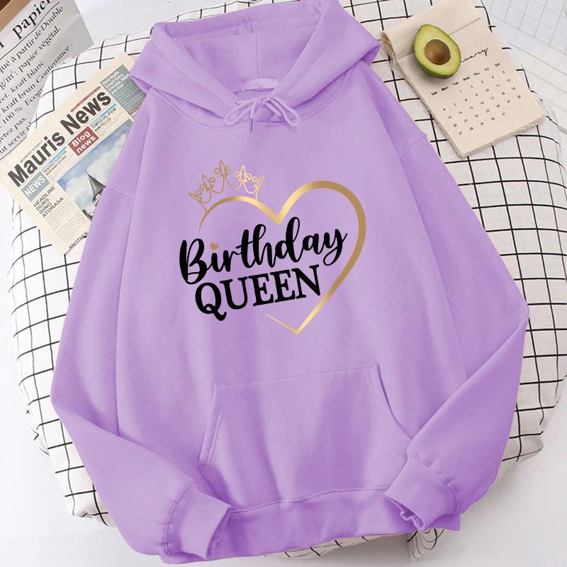 (Unisex Hoodie)Новый день рождения королева печати толстовки с капюшоном унисекс женский пуловер с капюшоном унисекс с длинными рукавами топы с капюшоном