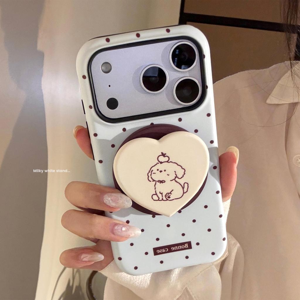 Синий чехол для iPhone 17PM в горошек с магнитной подставкой; Совместимо с iPhone 14/15 и 16.