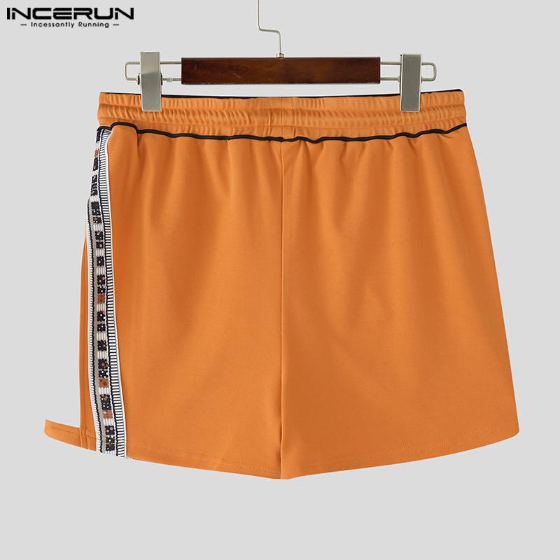INCERUN Men Elastic Waist Cutout Patchwork Casual Sport Shorts Hot Pants