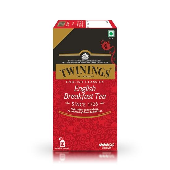 Twinings English Breakfast Tea, 25 Tea Bags | Pack of 1 | English Classic Range | Premium Black Tea | Medium Strength