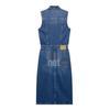 2025 Spring/Summer Women's Sleeveless Slim Fit Denim Dress with Turn-Down Collar