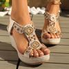 Bohemian Style Wedge Heel Sandals for Women 2025 Summer Thick Sole Beach Shoes Woman Fashion String Beads Platform Sandals Mujer