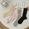 5 Pairs of Female Spring and Summer Thin Embroidery Bow Hollow Tube Stack Socks