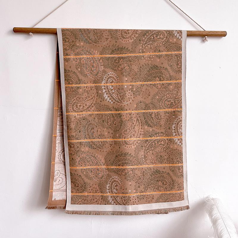 Literary And Retro Style Contrasting Colors, Double-Sided Imitation Cashmere Scarf, Winter High-End Warm Shawl