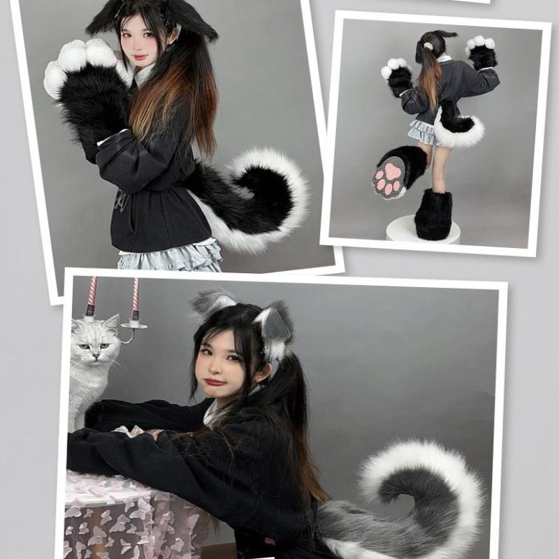 1Pcs Furry Anime Dog Ear Headband Tail Set Cute Cosplay Dress Up Accessories for Comic-Con Roleplay Events