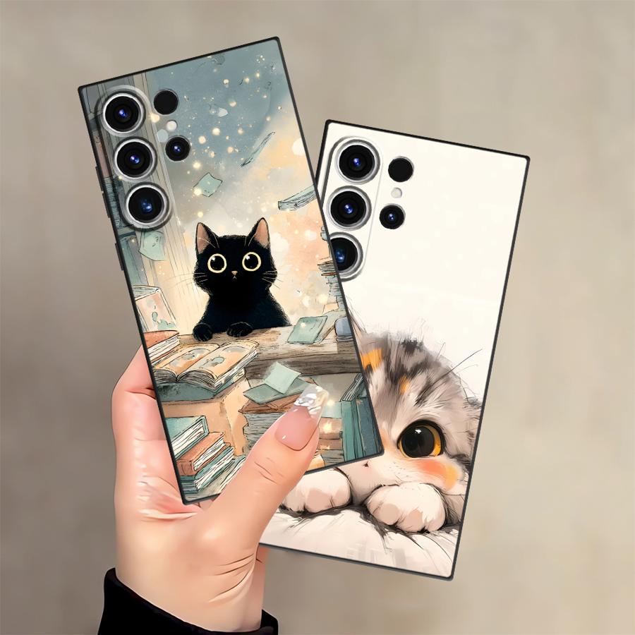 Мультяшный чехол-кошка для Samsung Galaxy S26 Ultra S24 S25 Plus S20 Ultra S10 S9 S21 FE Note 20 8 9 10 S23 Чехол для телефона