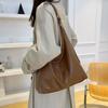 Large Capacity Women's Shoulder Bag Solid Color Commute Shopping Bag Vintage Tote Bag Streetwear