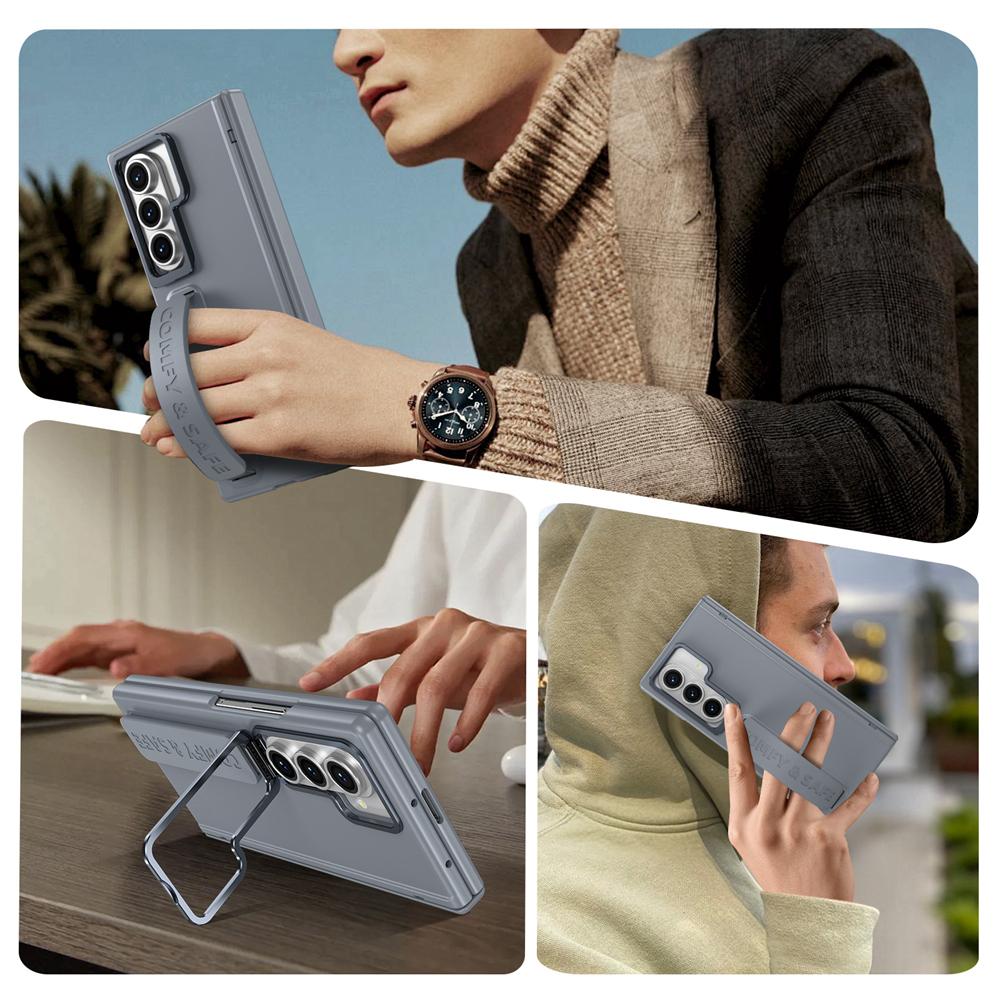 KEYSION Чехол-браслет для телефона Samsung Galaxy Z Fold 7 6 5 4 3 с подставкой, ударопрочная крышка из твердого ПК с защитой экрана для шарнира